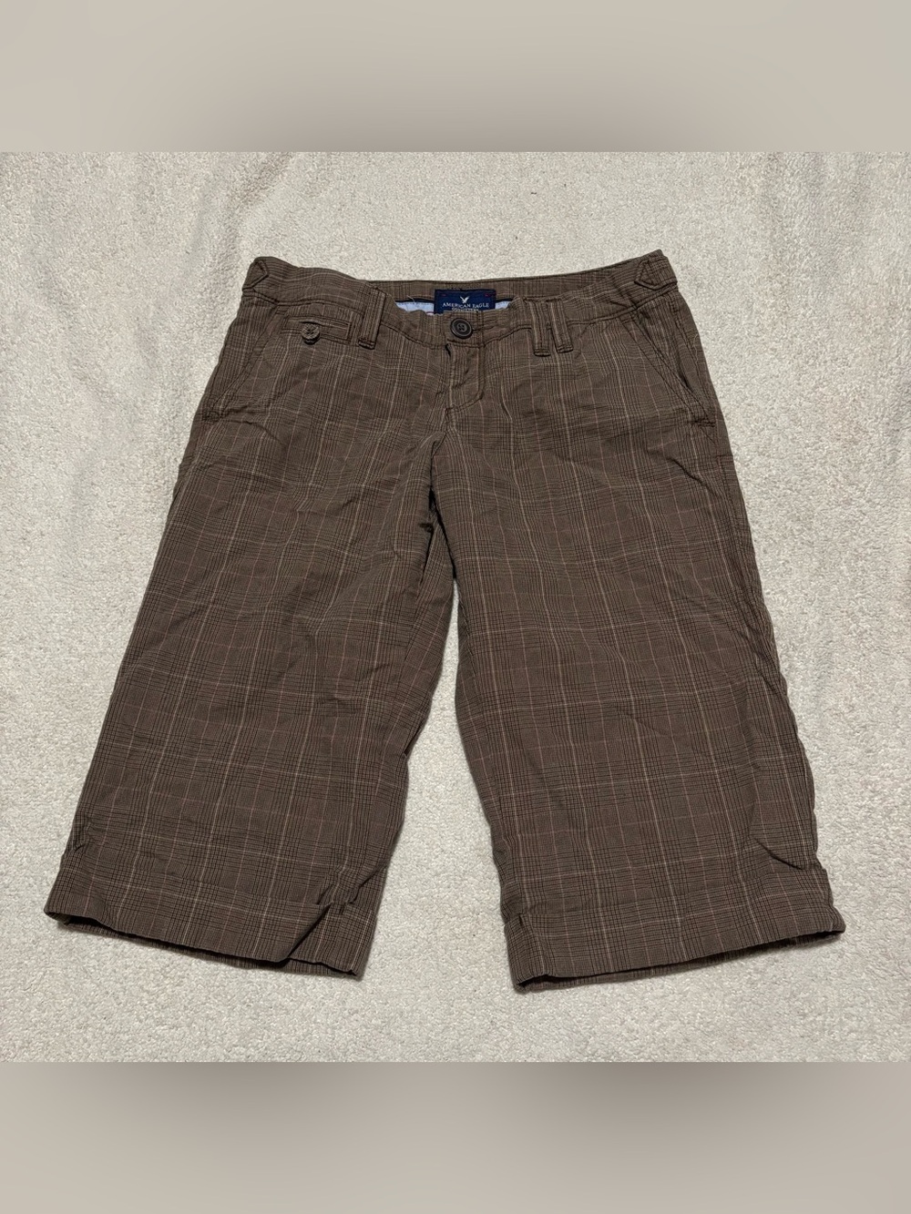 American Eagle Outfitters Brown Plaid Y2K Bermuda shorts size 2